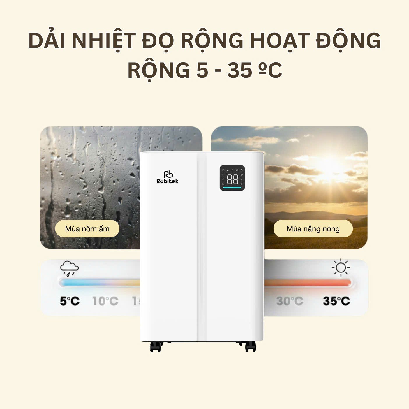 Máy Hút Ẩm Và Lọc Không Khí Robitek DH25 | Công suất hút ẩm 25L/ngày